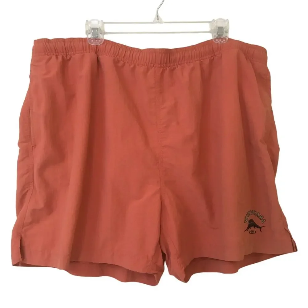 Tommy Bahama Relax Coral Orange XXL Swim Shorts Trunks Elastic Draw String Waist